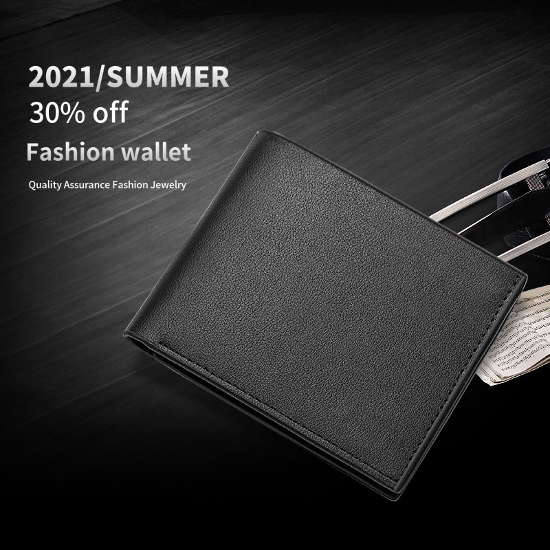 Ví nam da PU / Ví ngắn nam Cool Boys Ví đựng thẻ độc đáo giá rẻ - Màu đen