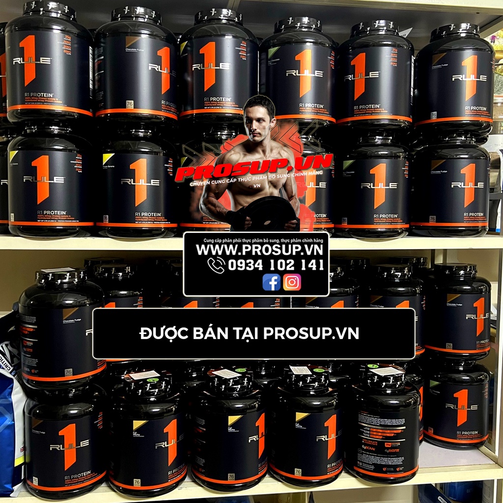 Sữa tăng cơ, Rule 1 Protein 5lbs  - Whey Rule 1 - 76 Serving, bổ sung dinh dưỡng, hỗ trợ triển cơ bắp hiệu quả