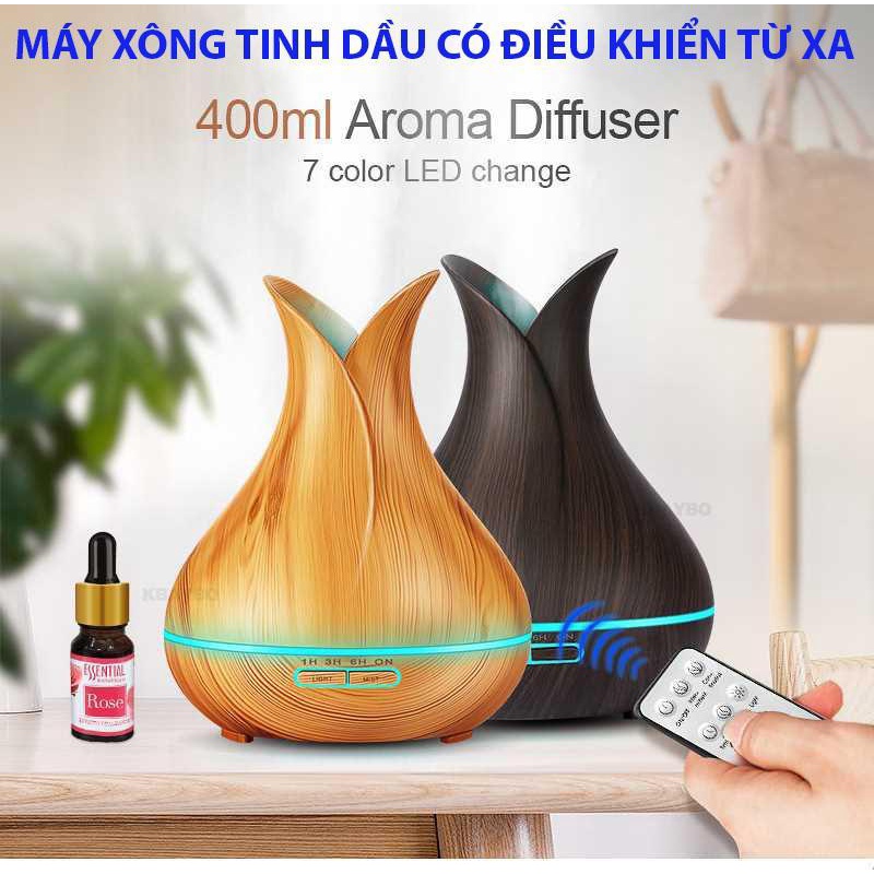 Máy phun sương,tạo ẩm,Máy Xông Tinh Dầu Phun Sương Hình Búp Sen 400ml Cao Cấp,hoạt động nhẹ