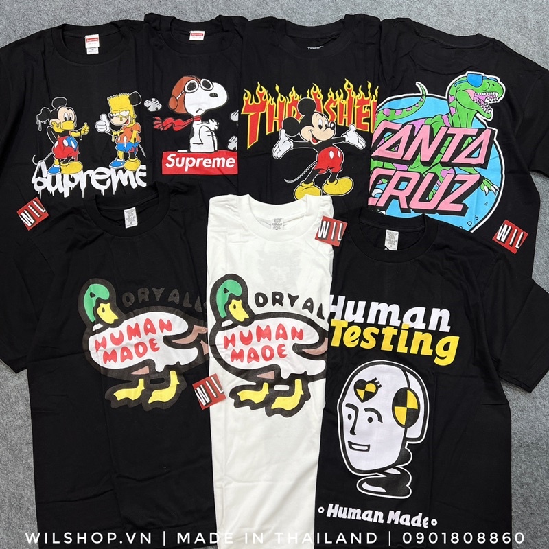 ÁO SUPREME - THRASHER - SANTA CRUZ - HUMAN MADE - ÁO UNISEX SIZE USA