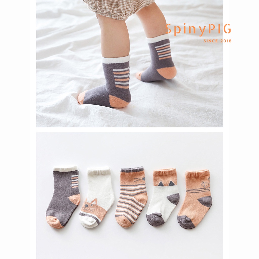 Set 5 đôi tất nhiều màu cho bé 0-7 tuổi chất liệu cotton dày