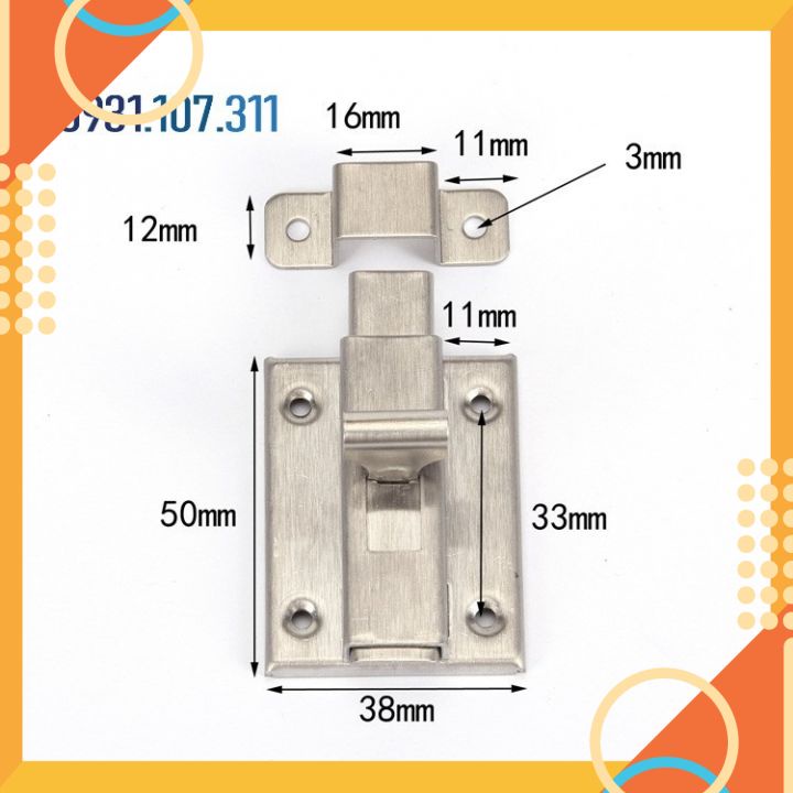 Chốt khóa cửa, then cửa bằng thép không gỉ K09, Loại 2 inch, 3 inch, 4 inch.