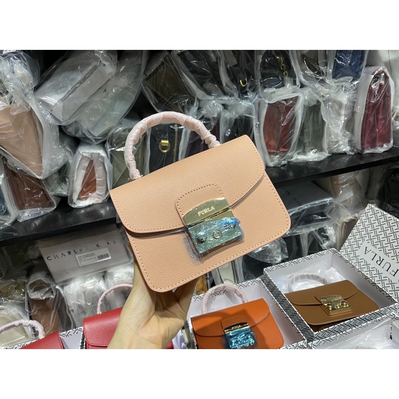 𝐓𝐮́𝐢 𝐅𝐮𝐫𝐥𝐚 𝐦𝐞𝐭𝐫𝐨𝐩𝐨𝐥𝐢𝐬 𝐭𝐚𝐲 𝐜𝐚̂̀𝐦 màu hồng - DA THẬT