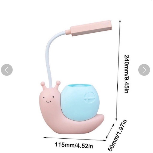 [Siêu Sale] Đèn học ốc sên kèm ống cắm bút , xoay 360 độ siêu đáng yêu-giaxuong247