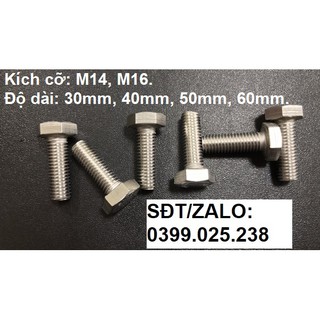 Combo 5 con Bulong M14 M16 lục giác ngoài INOX độ dài 30mm 40mm 50mm 60mm