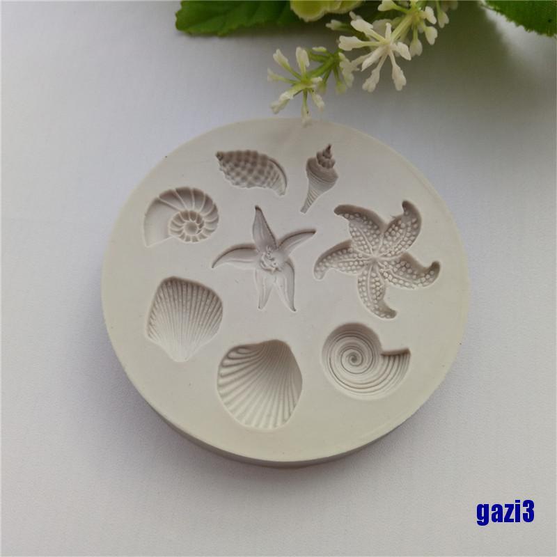 Khuôn Silicon Làm Bánh 3 Ngăn Hình Ốc Sên / Vỏ Sò / Sinh Vật Biển