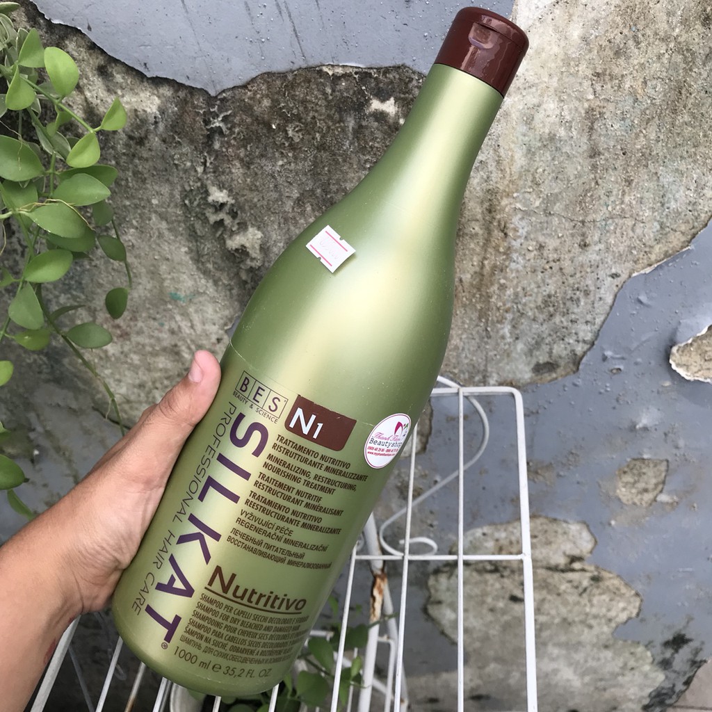 Dầu gội dành cho tóc khô, phai màu, hỏng Bes Hergen Silkat N1 Nutritivo Shampoo 1000ml