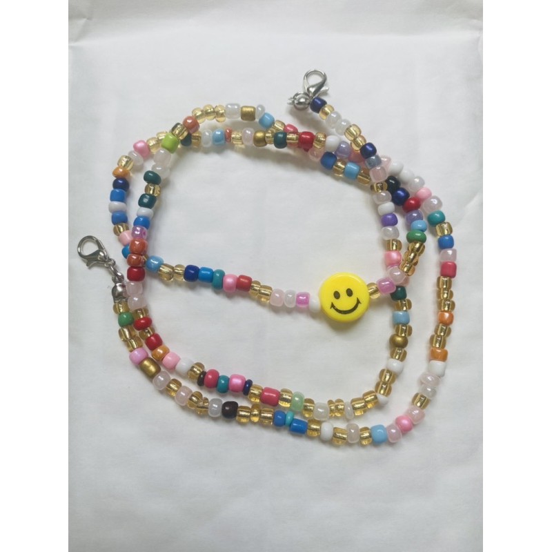 (010401)Dây đeo khẩu trang hình mặt cười đá cườm nhiều màu | BigBuy360 - bigbuy360.vn