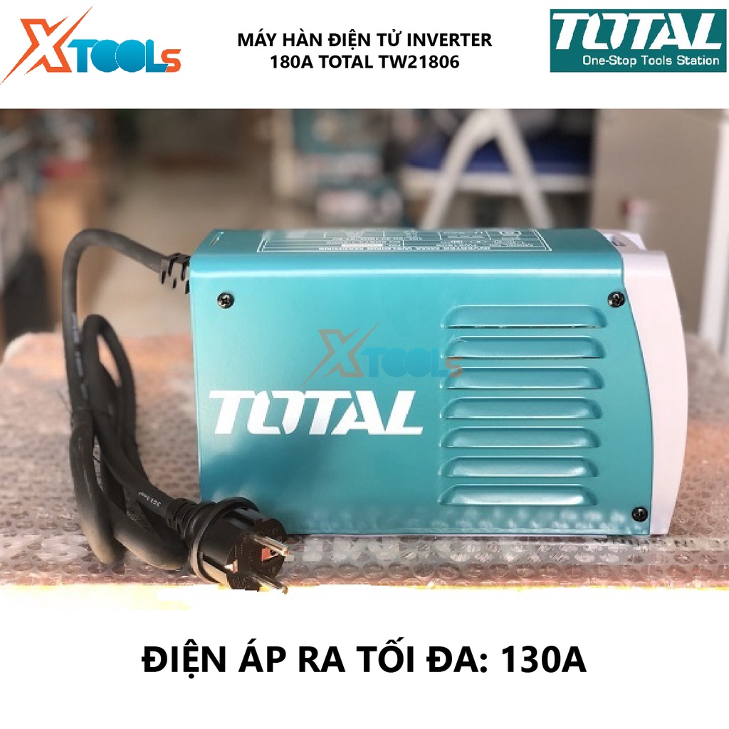 Máy hàn điện tử TOTAL TW21806 Máy hàn điện tử Inverter MMA 85V Điện áp ra tối đa 130A Kích thước que hàn 1.6 – 4.0 mm