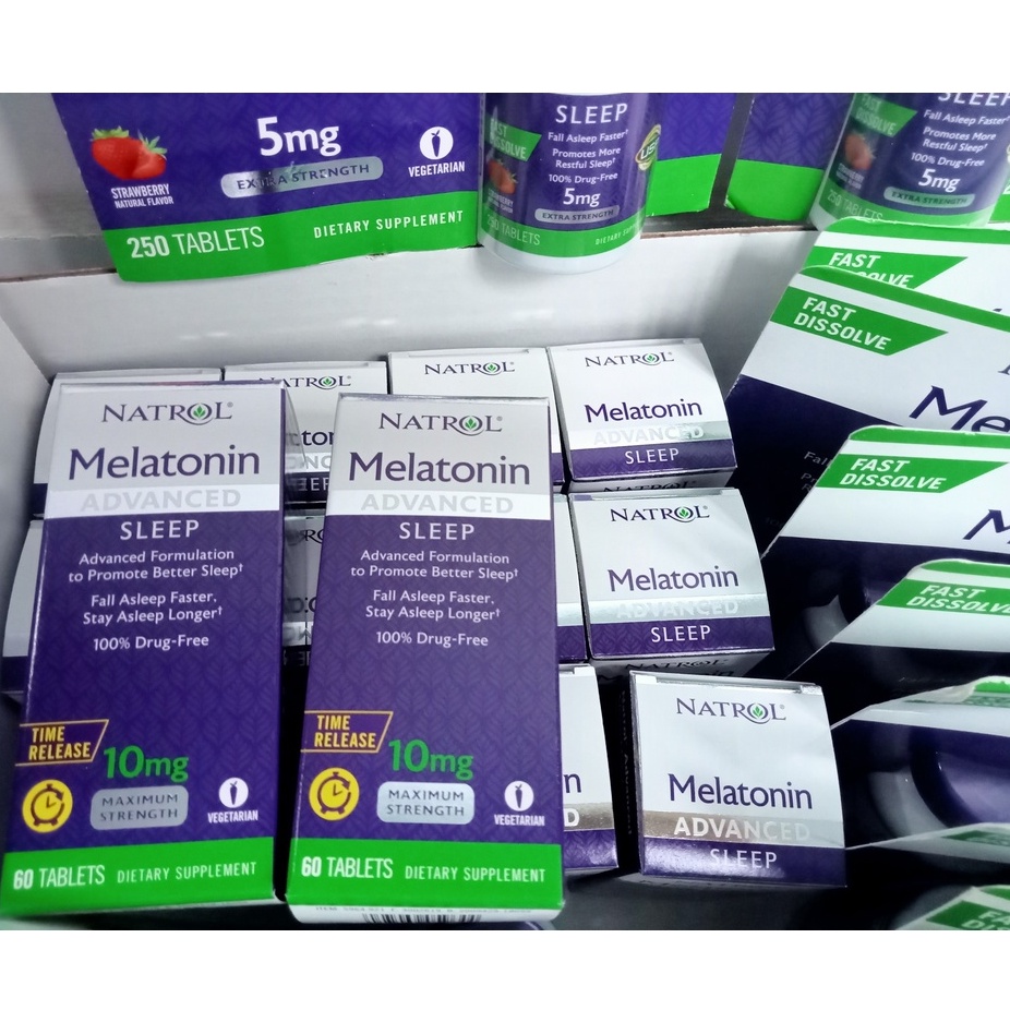 Melatonin 10mg Natrol Mỹ - Hỗ Trợ Tri Mất Ngủ