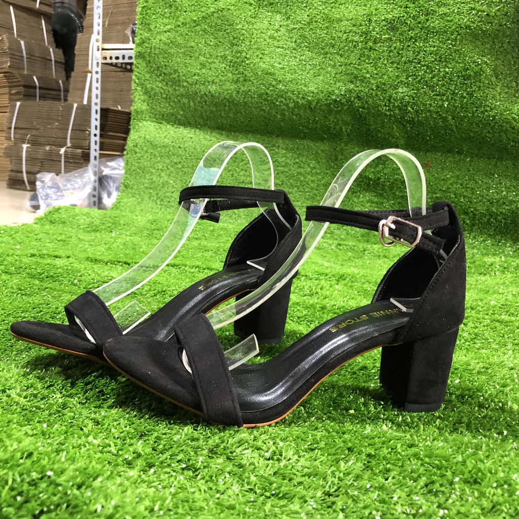 – Giày cao gót 5 phân đen quai ngang MS -_