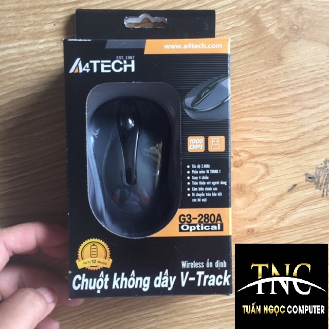 Chuột không dây A4TECH G3-280A (Đen) Hàng chính hãng new 100% (BH 12 THÁNG - KÈM PIN)