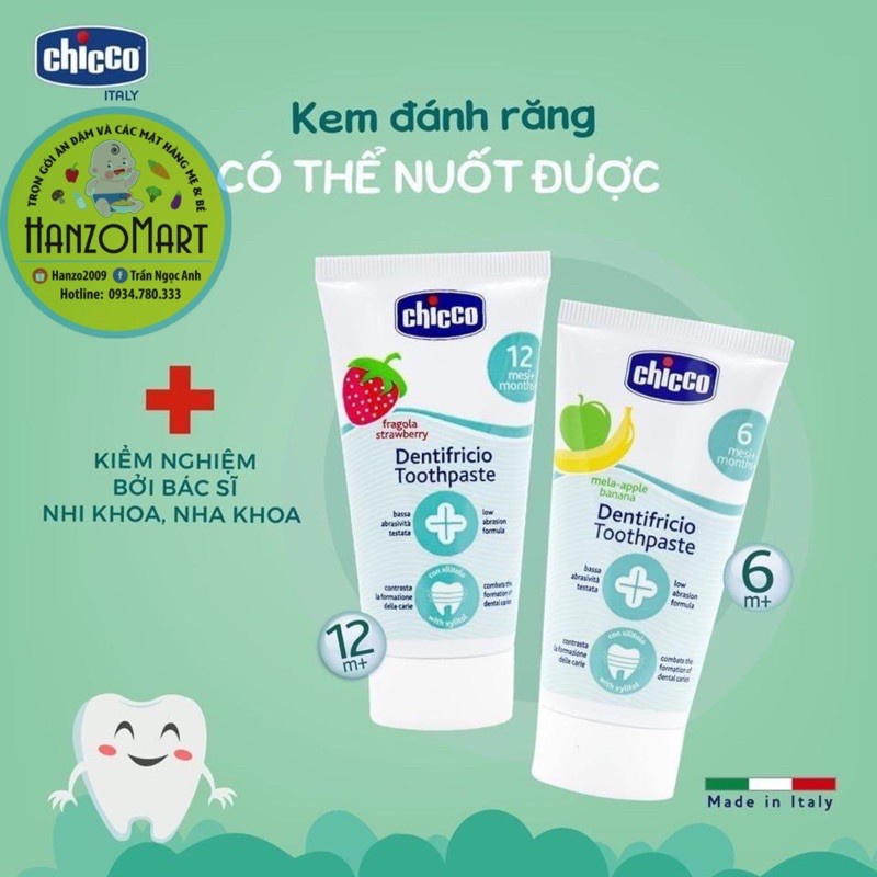 Kem đánh răng Chicco cho bé từ 6 tháng