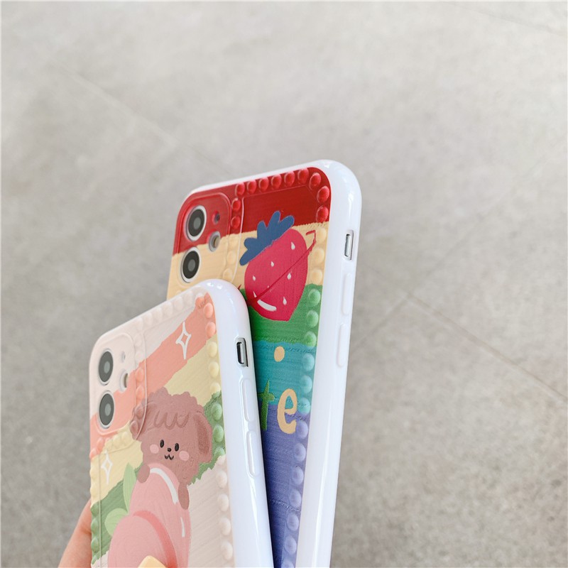 Ốp lưng iphone viền chấm bi tranh sơn dầu Chóthỏ 7plus/ 8plus / x / xs / xs max /11 /11 promax Dino Case