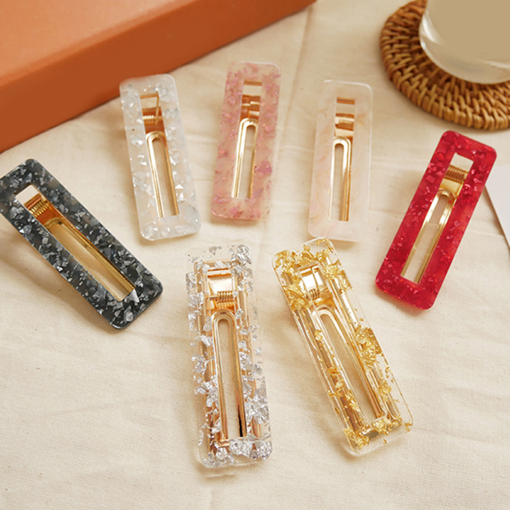 Kẹp Tóc Hình Chữ Nhật Đính Kim Sa Lấp Lánh Cho Nữ