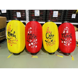 Combo đèn lồng Kính Chào Quý Khách vải lụa chống nước