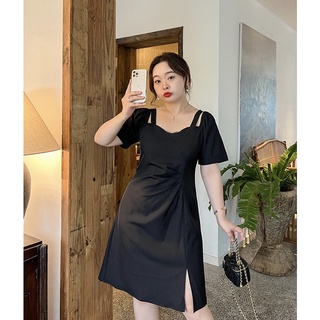Đầm bigsize nhún eo xẻ tà DABS053 Béo Style