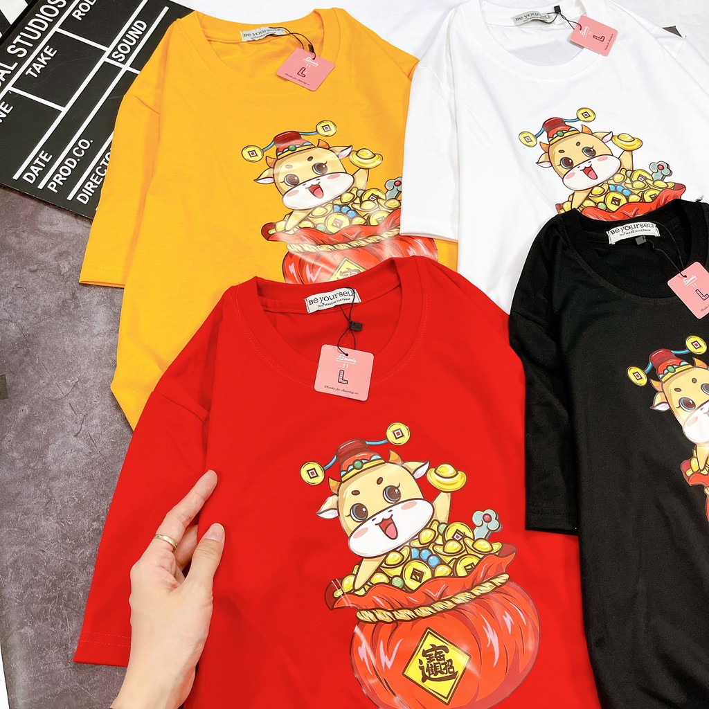 [FREESHIP] - ÁO THUN TAY NGẮN TẾT ÔM TÚI TIỀN NAM NỮ SIZE M L XL
