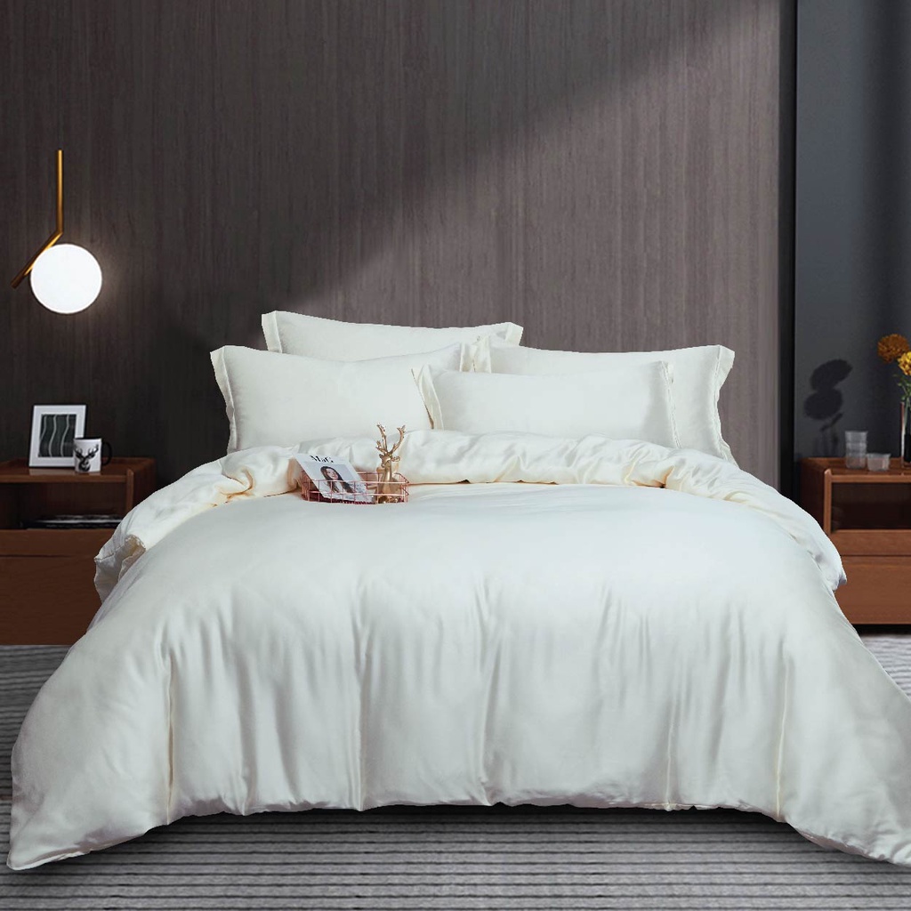 Bộ 6 món ga giường, áo gối kèm mền chần NIN Tencel 868 màu mỡ gà - Papyrus