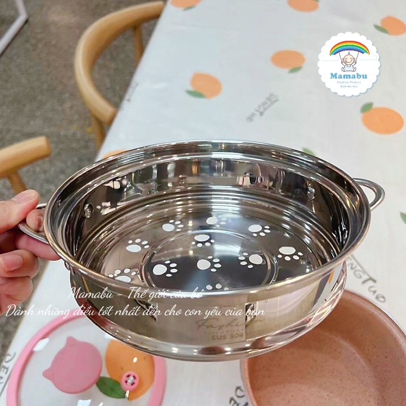 Xửng Hấp , Vỉ Hấp, Giá Hấp Đồ Ăn Cho Bé Bằng Inox 304 Hàng Cao Cấp Xuất Hàn Có Hộp Đựng An Toàn Size 16cm Và 18cm Mamabu