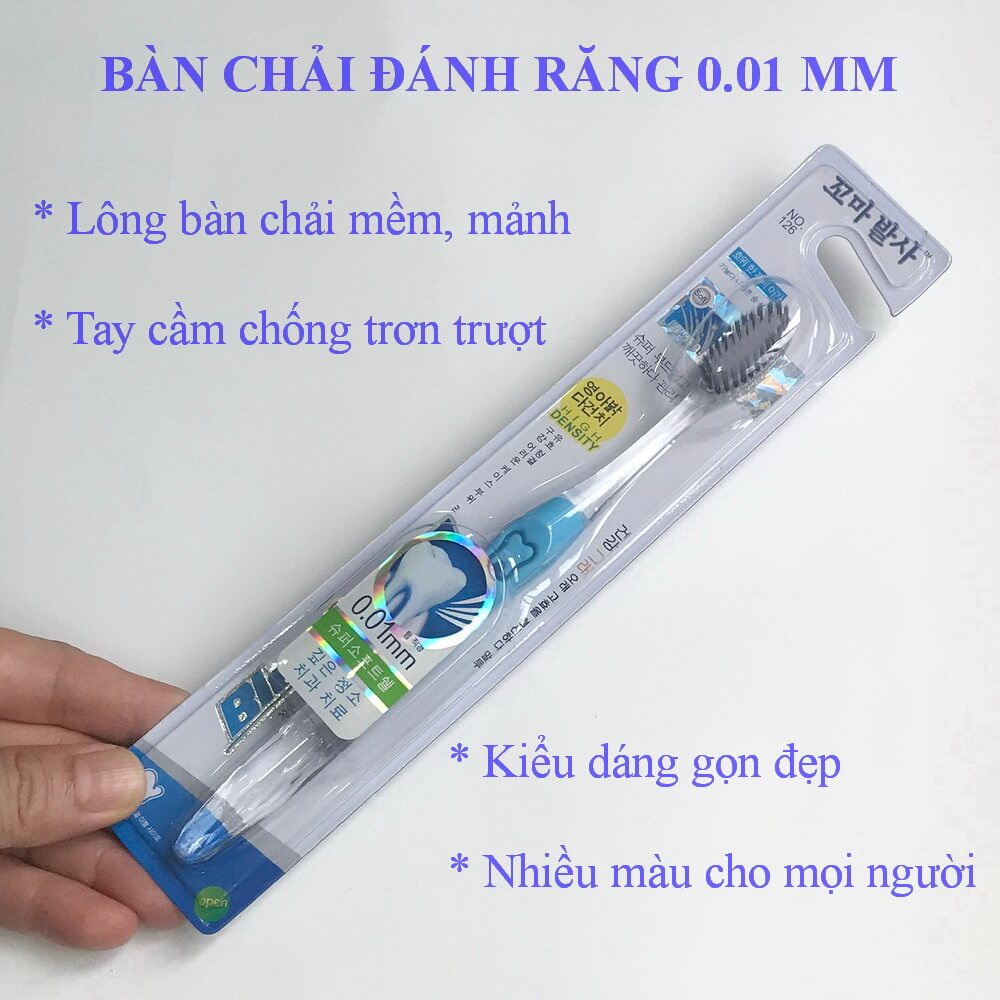 Bàn chải răng 0.01 mm mềm mại, không gây hại lợi nướu, lông nhỏ dễ dàng làm sạch khe răng, nhiều màu-Tiện Ích Vượt Trội