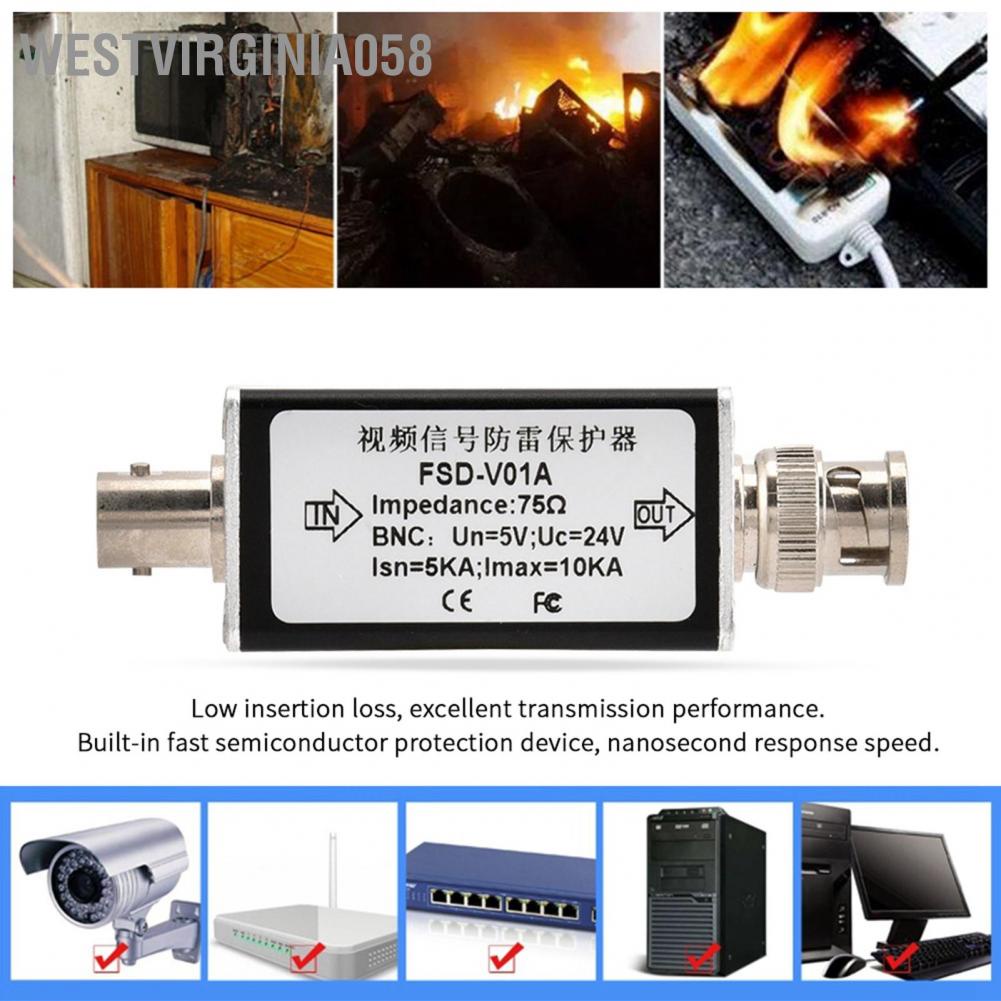 Westvirginia058 CCTV Video BNC Surge Protector Analog Camera Thunder Lightning Arrester Protection Device 24V
