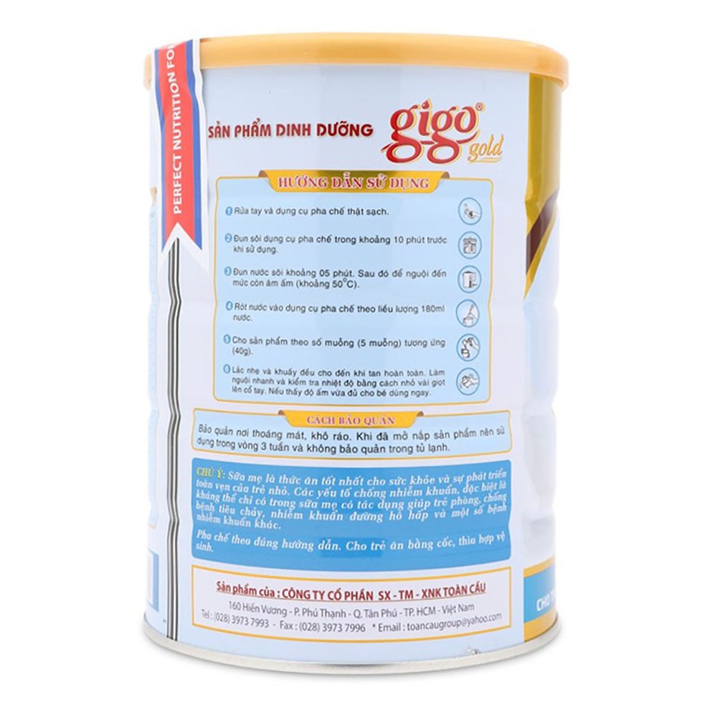 [CHÍNH HÃNG] Sữa Bột Gigo Gold Grow Plus Hộp 900g (Công thức chuyên biệt tăng trưởng chiều cao)