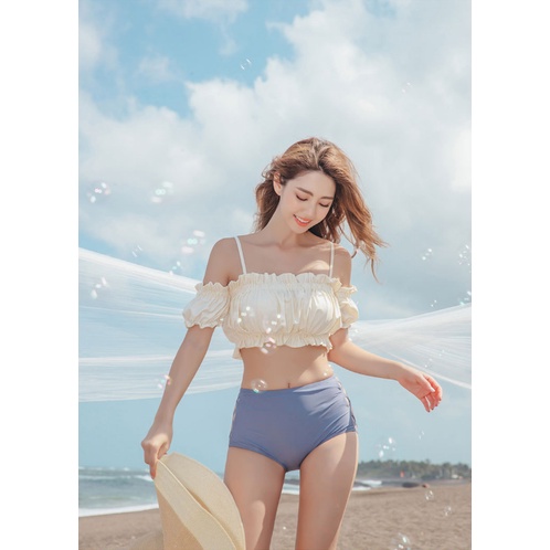 [Sẵn, y hình, ảnh thật] Bikini hai mảnh trễ vai nữ tính