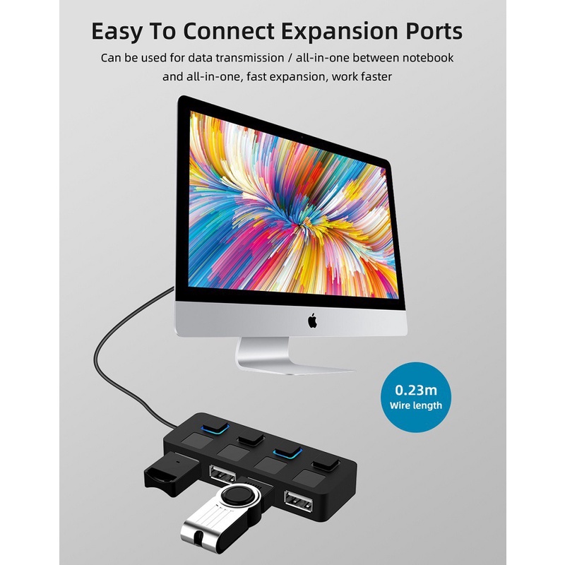 Bộ Chia HUB USB 2.0 Mở Rộng 4 Cổng Cho Máy Tính, Laptop GEAR79