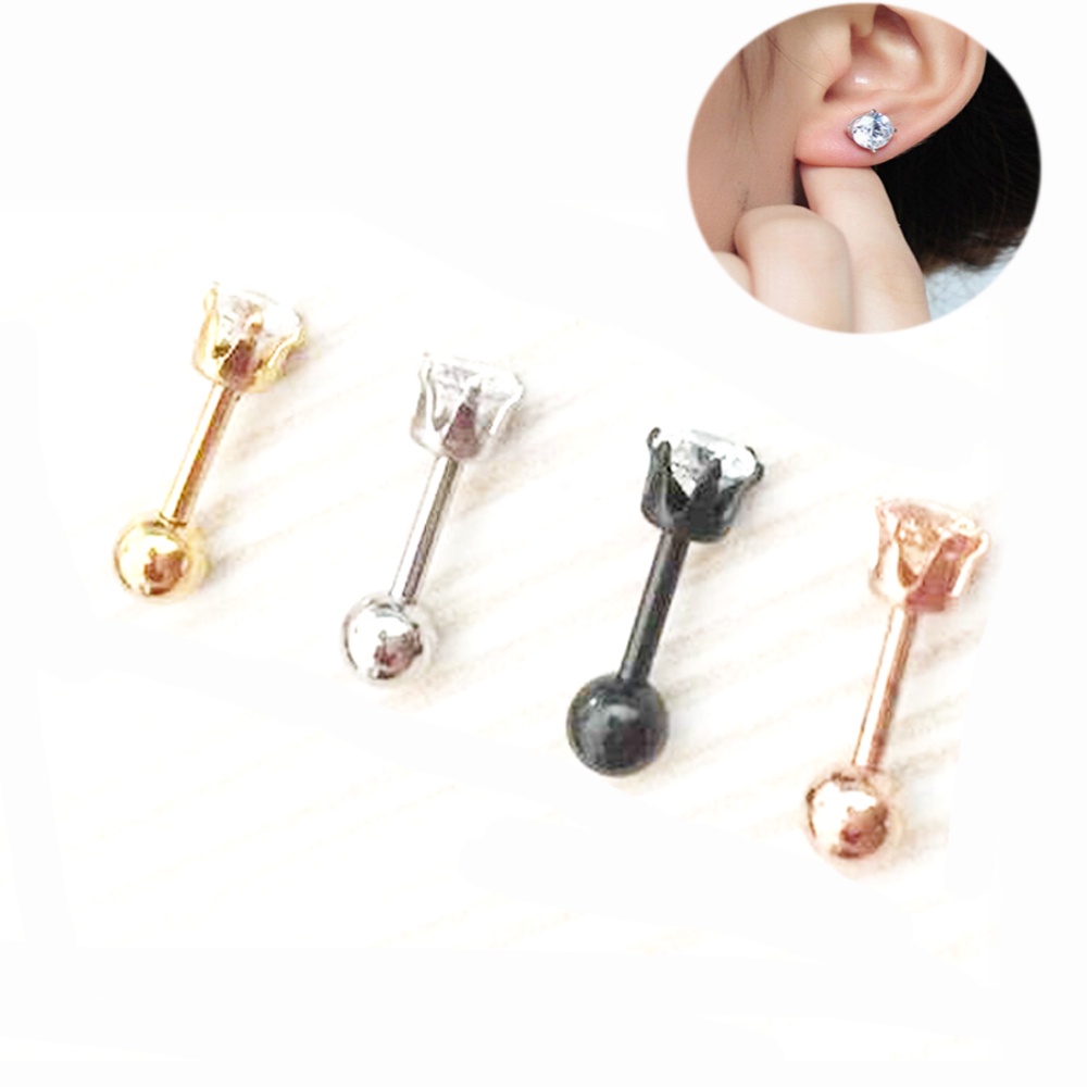 1 Khuyên Tai Bằng Thép Titan Đính Đá Zirconia Nhiều Màu Thời Trang Cho Nam Nữ