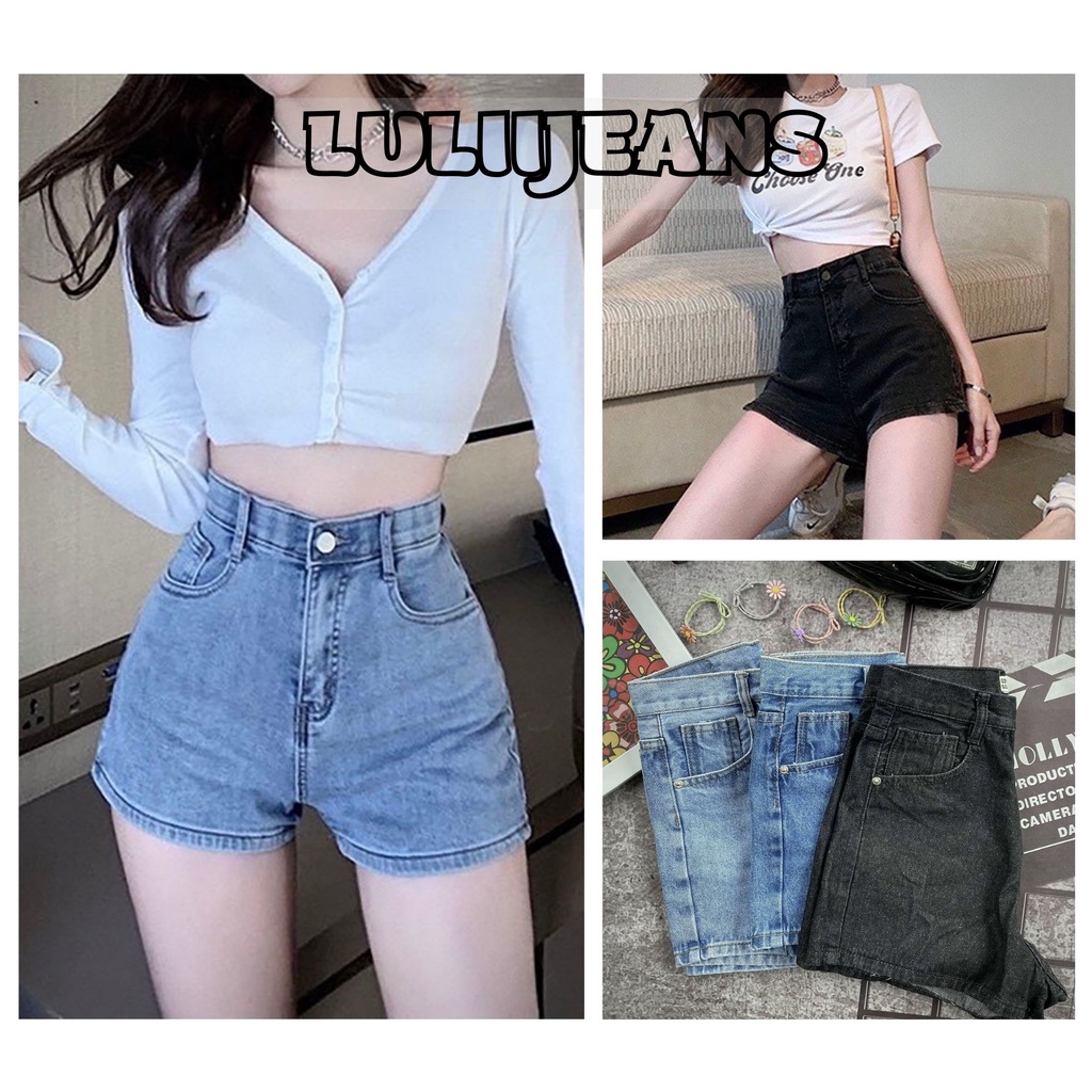 Quần Short Jean Nữ Lai Cuôn Trơn Basic Phong Cách Trẻ Trung Năng Động 3 Màu