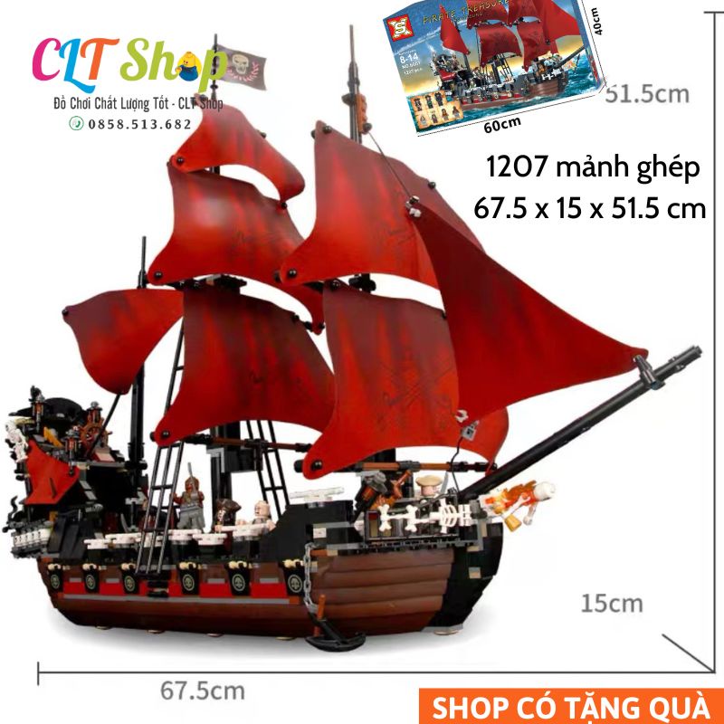 Đồ chơi xếp hình lego tàu cướp biển Caribe sự trả thù của nữ hoàng Queen Anne's Revenge tàu ngọc trai sx6001 CLTshop