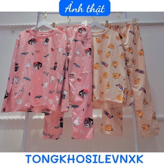 ĐỒ NGỦ TAY DÀI IN HOẠT HÌNH DỄ THƯƠNG - BỘ NGỦ NỈ DÀI TAY VỊT VÀNG - CHÚ HỀ - THỎ VÀNG HỒNG ULZZANG - (sẵn)
