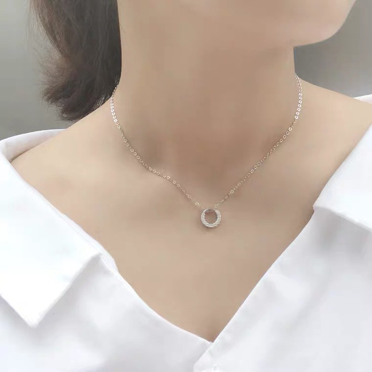 Dây chuyền nữ bạc ta mặt đính đá xinh xắn (ảnh thật cuối) vòng cổ nữ bạc thật s925 không đen - Mã TSJD08