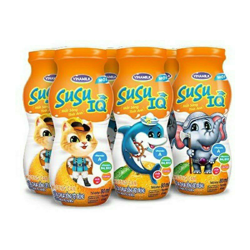 Lốc 6 lọ sữa susu 80ml hương dâu ,cam