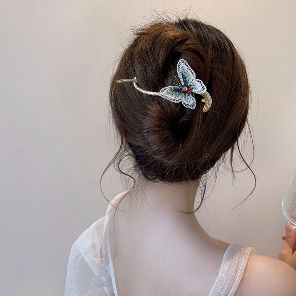 Kẹp Tóc Đuôi Ngựa Hình Bướm / Ếch Đơn Giản Thời Trang Giá Đỡ