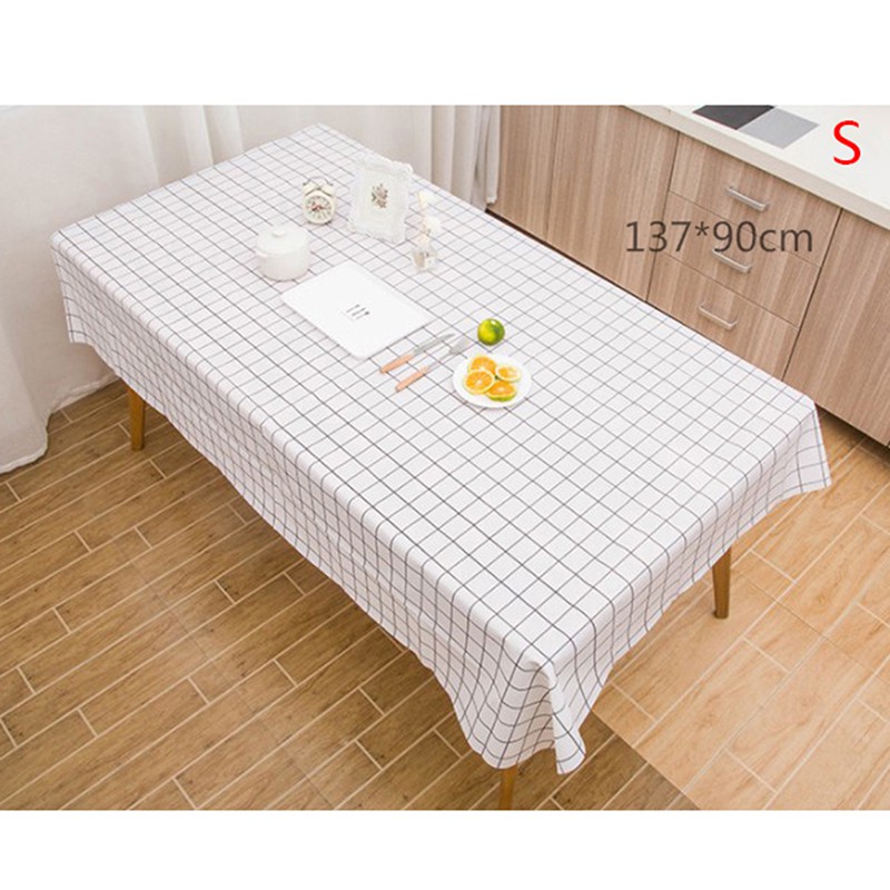 Khăn Trải Bàn Vải Lanh Họa Tiết Caro Trắng Đen Trang Trí Phòng Khách / Bếp / Cà Phê