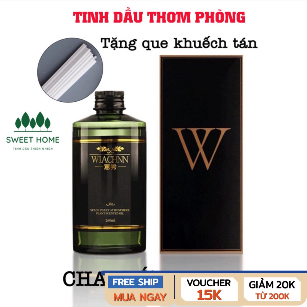 Tinh Dầu Thơm Phòng Chai Lớn 260ml SWEET HOME Bổ sung tinh dầu cho chai đã sử dụng dùng que gỗ khuếch tán