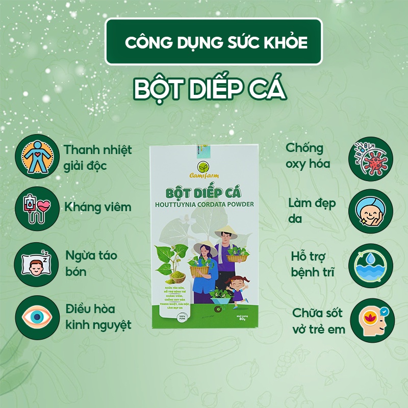 Bột Rau Củ Thanh Nhiệt, Detox Cơ Thể CAMIFARM Nguyên Chất 100% Combo 4 hộp x 80g