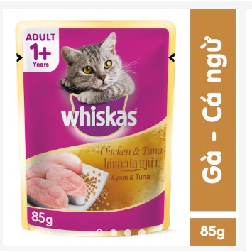 bộ 6 gói Thức ăn mèo Whiskas (có nhiều vị cho khách lựa chọn) dạng túi 85g