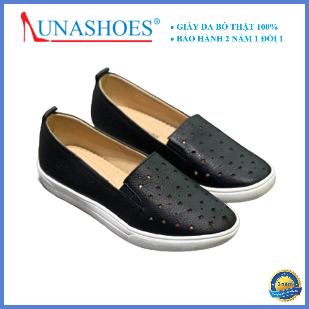 Giày lười nữ, slipon nữ giày da bò thật LUNASHOES 710 màu đen nâu trắng fullsize bảo hành 24 tháng 1 đổi 1