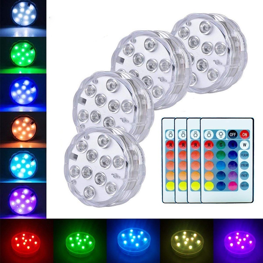 Đèn Led 10 Bóng RGB Chống Thấm Nước Sử Dụng Pin Cho Bể bơi / Đế Bình Hoa