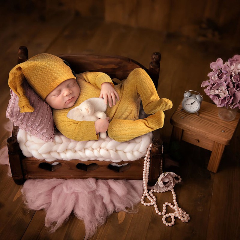 Set 2 phụ kiện gồm nón và áo liền quần chụp ảnh cho bé sơ sinh