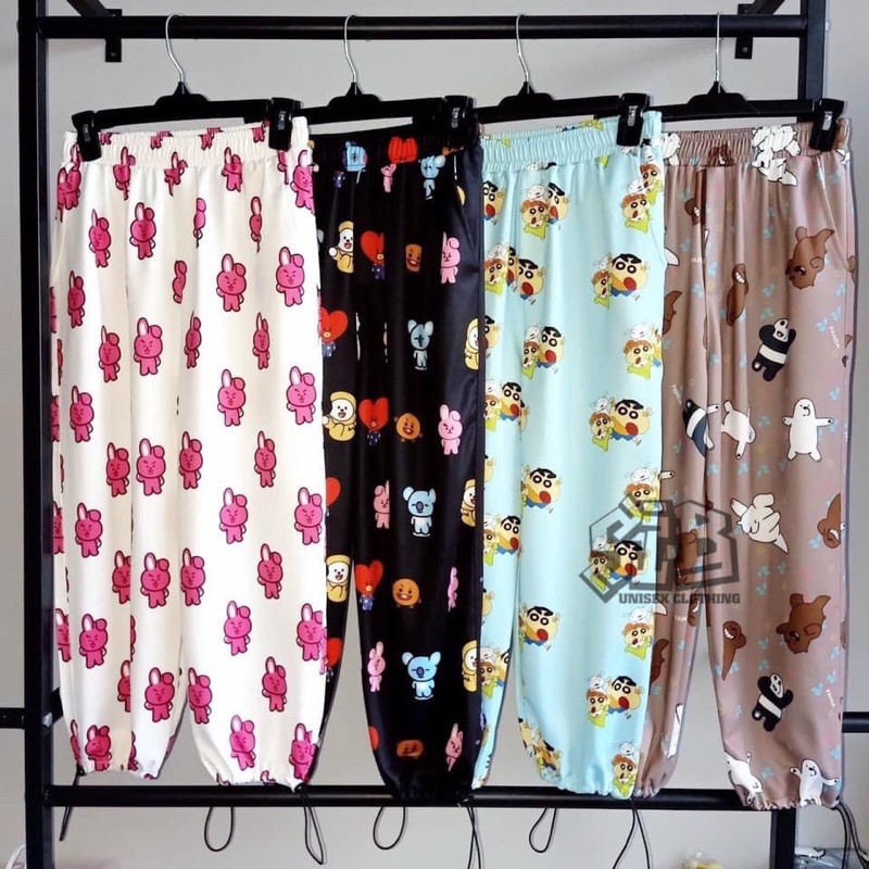 Quần thun ống rộng nam nữ hoạ tiết hoạt hình quần dài jogger cartoon pants unisex SIB045