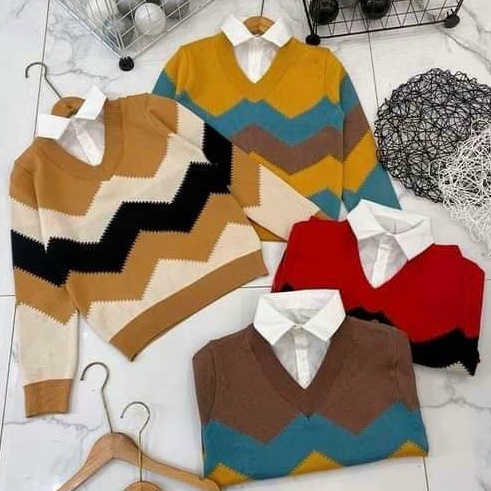 Áo len nữ cổ tim siêu đẹp phom rộng chất len dày ấm phong cách hàn quốc họa tiết thổ cẩm lạ mắt sang trọng | BigBuy360 - bigbuy360.vn