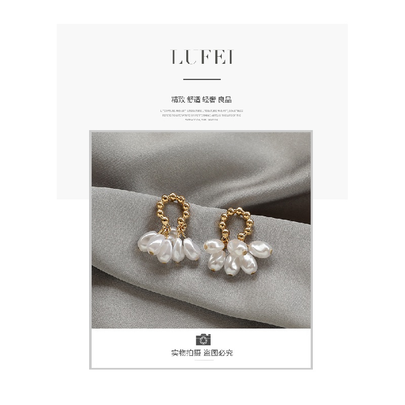 Khuyên tai đính ngọc phong cách Hàn Quốc thời trang cho nữ