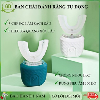 Bàn chải đánh răng điện, bàn chải điện tự động chữ U rung siêu âm 360 độ làm trắng và massage răng miệng. Bảo hành 1 năm