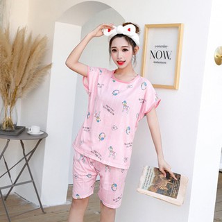 Bộ đồ ngủ lụa in họa tiết hoạt hình xinh xắn dành cho nữ