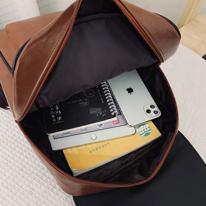 British backpack women's 2022 new soft leather large capacity leisure travel computer backpack college style schoolbag