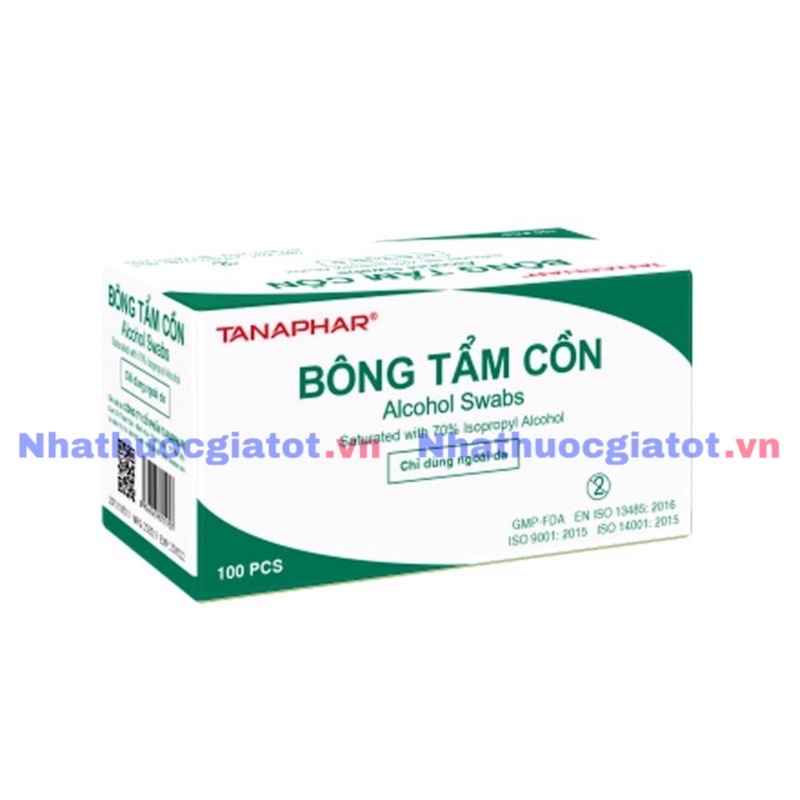 [Hộp 100 miếng] Bông Tẩm Cồn TANAPHAR